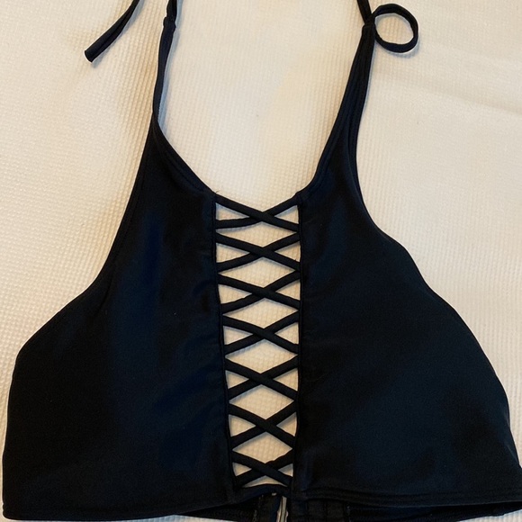 Hollister Bikini Top Cross Cross Halter Black Burgundy Size XS Bundle - Picture 9 of 10